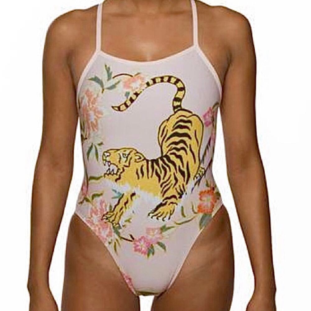 EUC RARE Jolyn Rawr Tiger Print Jackson III One Piece Swimsuit Size 32 or 8/10